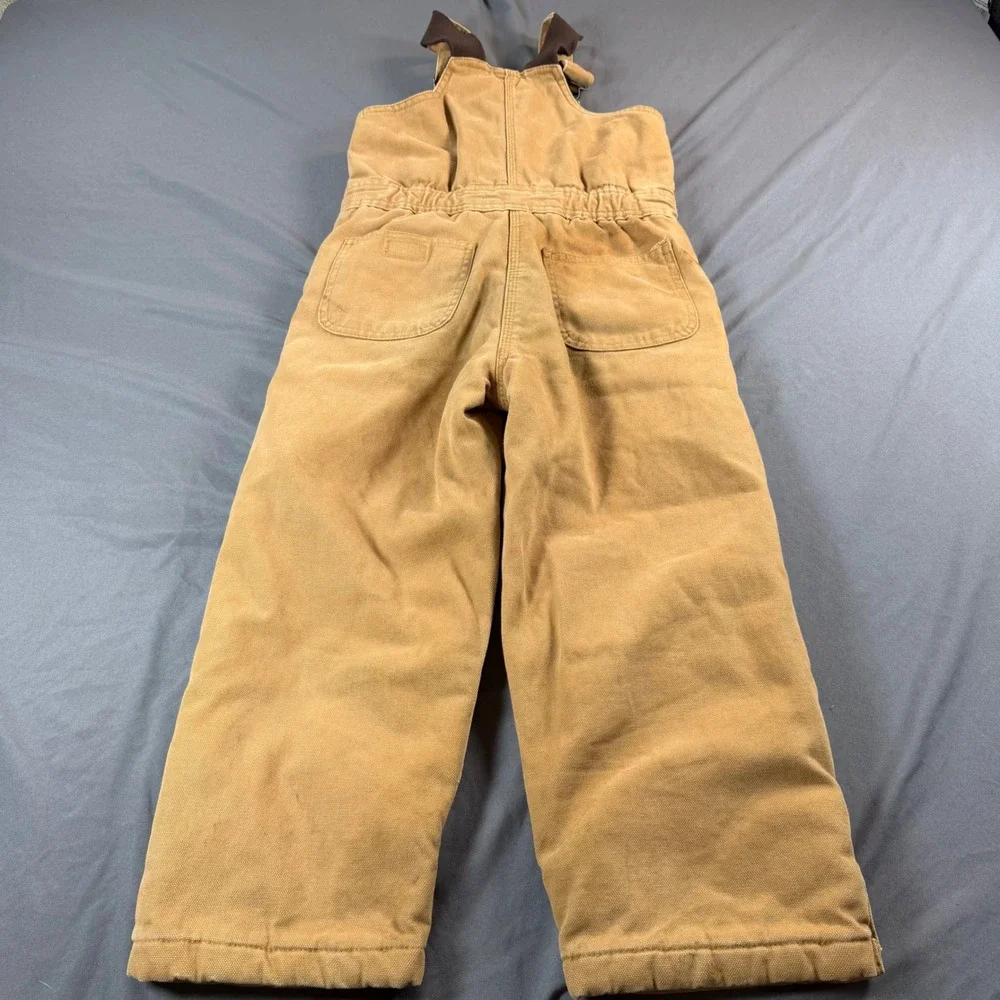 Walls Zero-Zone Youth Insulated Bib Overalls Brown Cotton Duck Z93620W Size 6 R